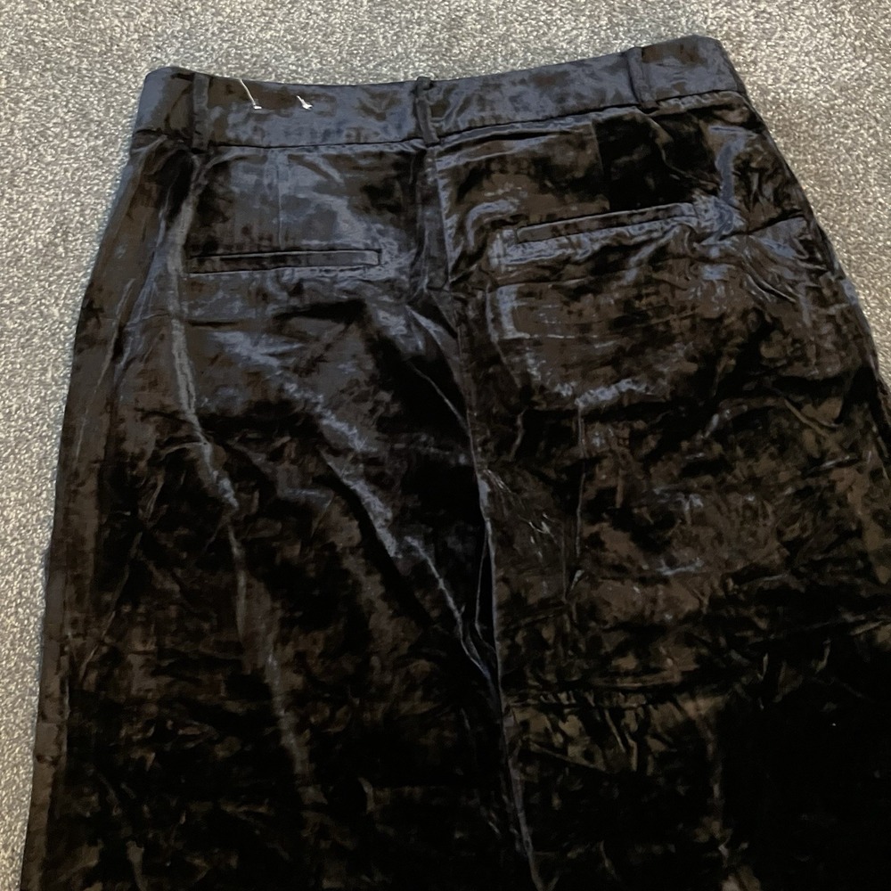 NWT LOFT Pants Women's Sz 12 Black The Peyton Trouser Crushed Velvet Wide Leg - Picture 6 of 7